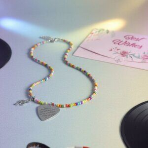 Swiftie Inspired Beaded Necklace Music Note Charm Guitar Pick Quote Jewelry